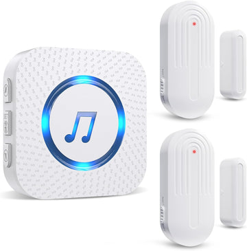 Timbre de puerta Daytech, alarma con sensor de contacto para puerta abierta con alcance de 600 pies, 55 timbres y 5 volúmenes ajustables para negocios, tiendas y hogares.